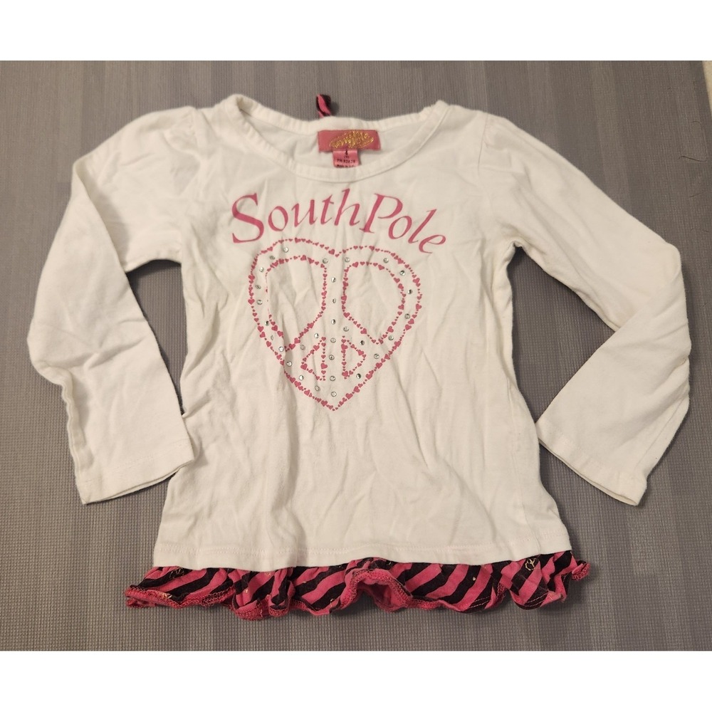 Girls White Youth Long Sleeve Top Size 4 Southpole T Shirt